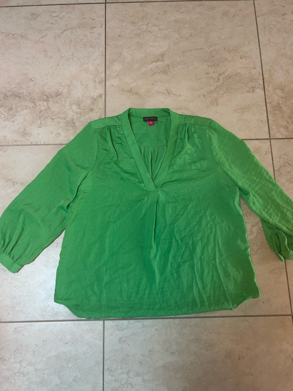 Vince Camuto Bright Green V-Neck Blouse
